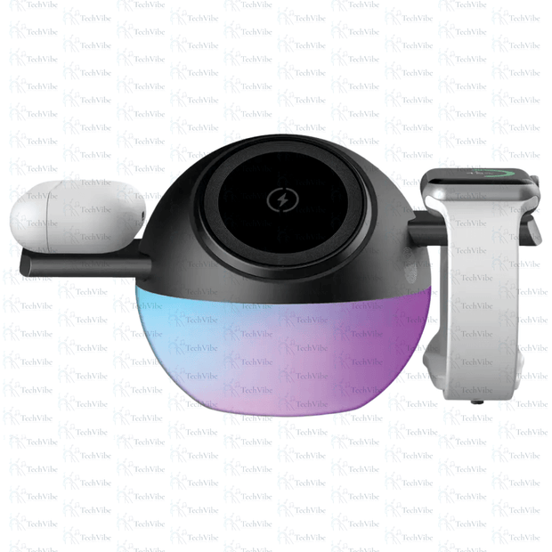 Porodo Orbix 3 - In - 1 Wireless Charger with Adjustable Ambient Light - TechVibe