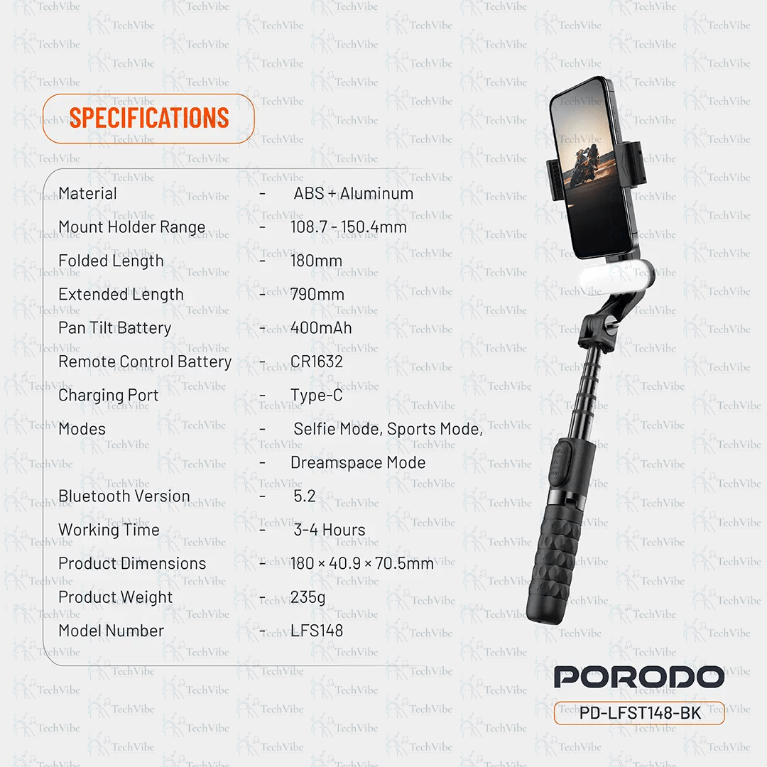 Porodo QuadBase Gimbal Stabilizer - TechVibe