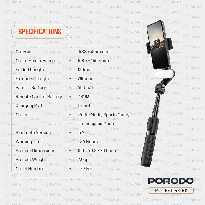 Porodo QuadBase Gimbal Stabilizer - TechVibe