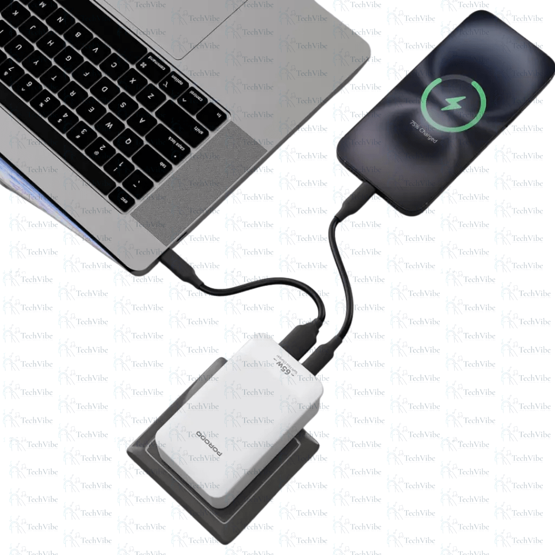 Porodo TerraCharge 65W GaN Dual - Port Adapter - White - TechVibe