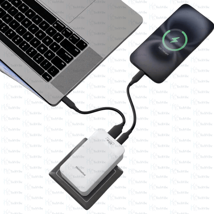 Porodo TerraCharge 65W GaN Dual - Port Adapter - White - TechVibe