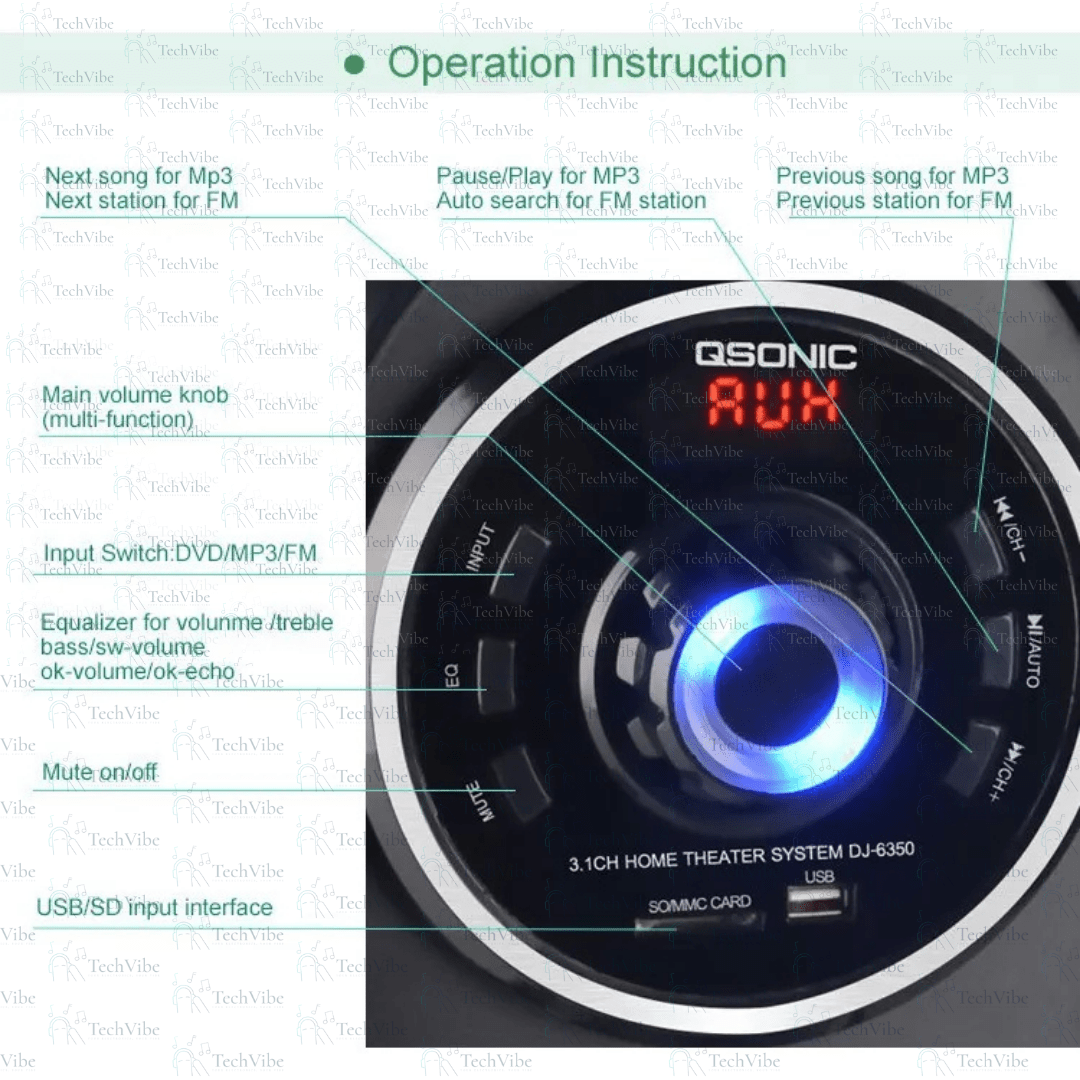 Qsonic Minicomponente Dj - 6350 Negro Con Bluetooth - TechVibe