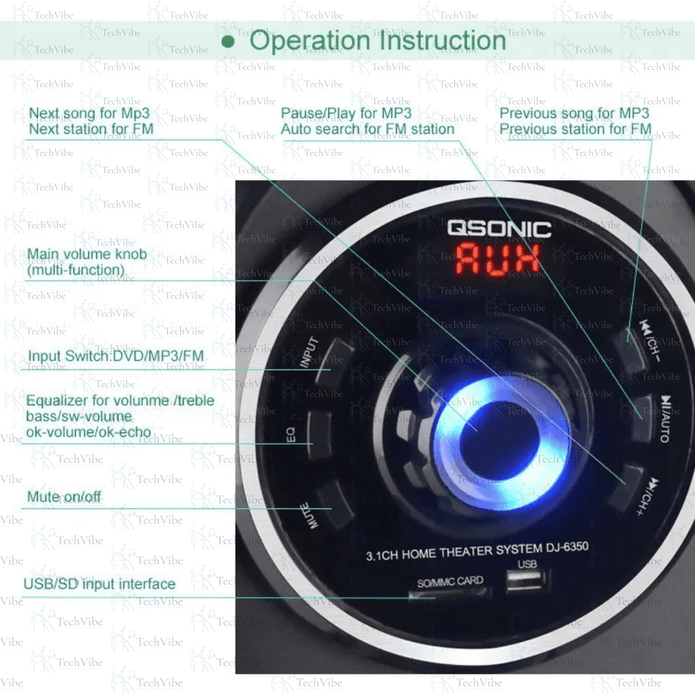 Qsonic Minicomponente Dj - 6350 Negro Con Bluetooth - TechVibe