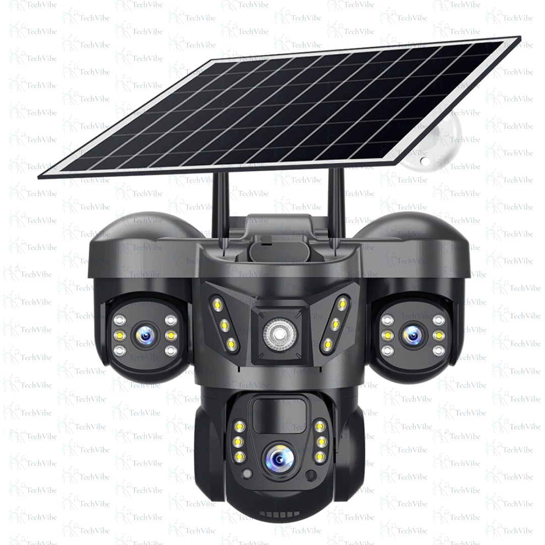 SecurityPro 12Mp Triple Lens 4G 360 Solar Security Camera Solar Panel - TechVibe