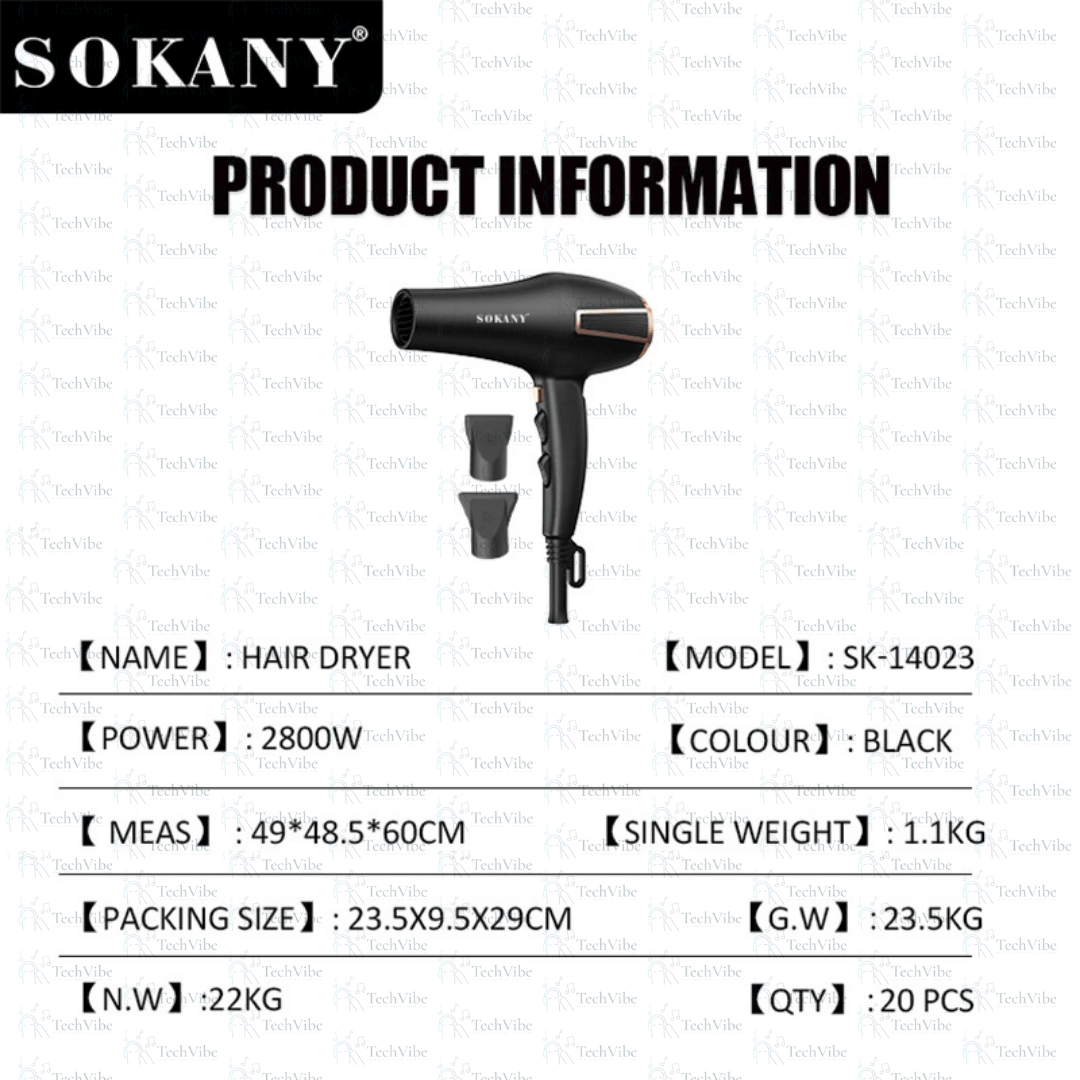 Sokany Hair Dryer Pro High Power For Swift Drying With Multiple Settings - TechVibe