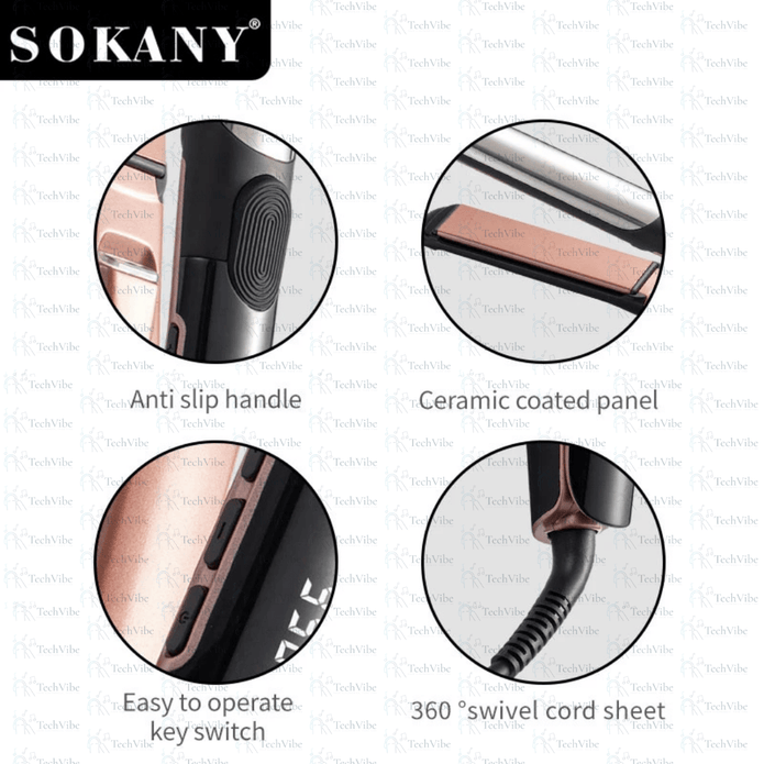 Sokany Hair Straightener With Rapid Heating And Auto - Off Protection - TechVibe