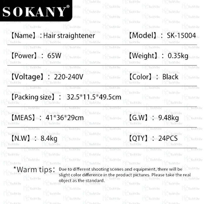 Sokany Hair Straightener With Rapid Heating And Auto - Off Protection - TechVibe