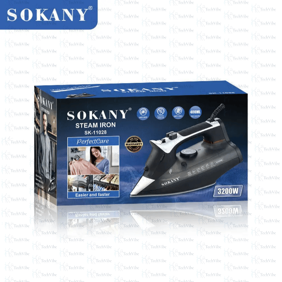 Sokany Steam Iron With Ceramic Soleplate And 400Ml Water Tank - TechVibe