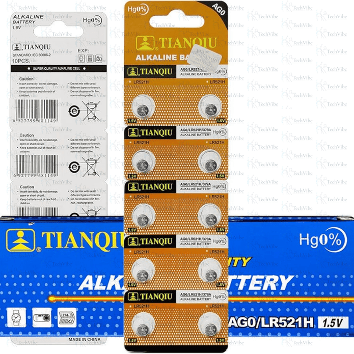 Tianqiu AG0 Alkaline 1.5V Lr521 Watch Dry Button Cell Battery - TechVibe