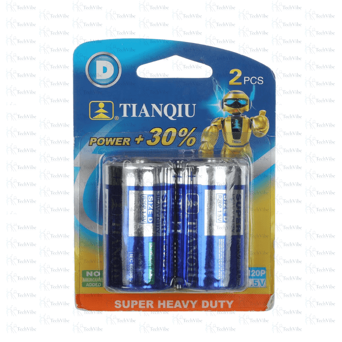 Tianqiu Size D Carbon Zinc 1.5V Cell Dry Battery R20 Heavy Duty - TechVibe