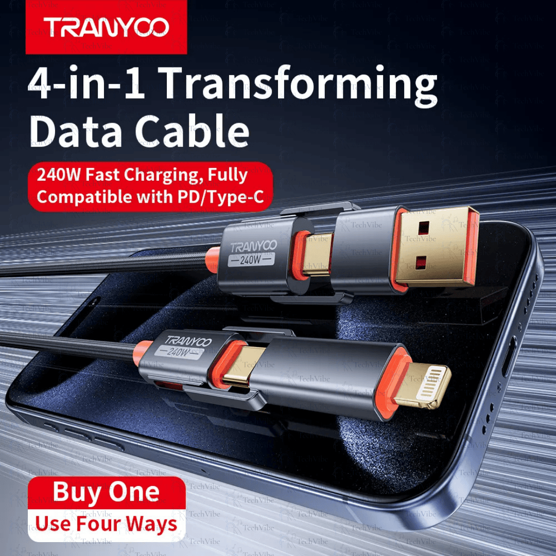 Tranyoo 4 - In - 1 Braided Fast Charging Data Cable - TechVibe