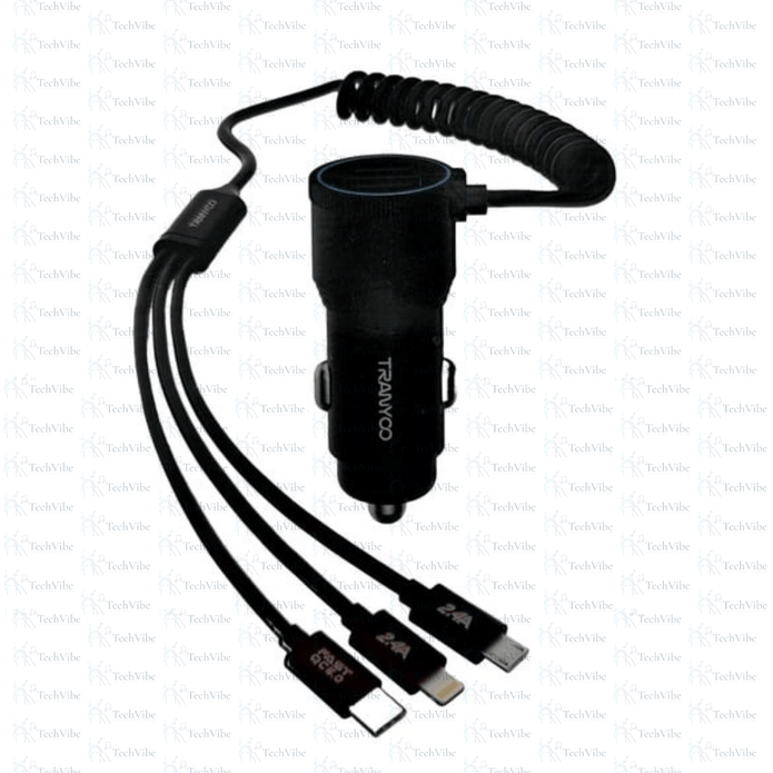 Tranyoo Telescopic 2Usb Metal Car Charger 30W - TechVibe