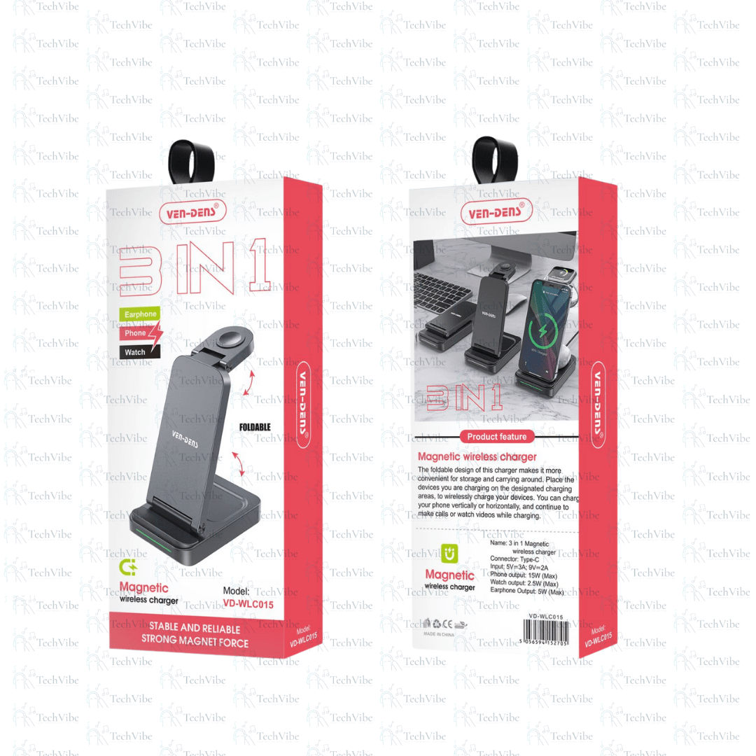 Ven - Dens 15W 3In1 Magnetic Wireless Charger - TechVibe