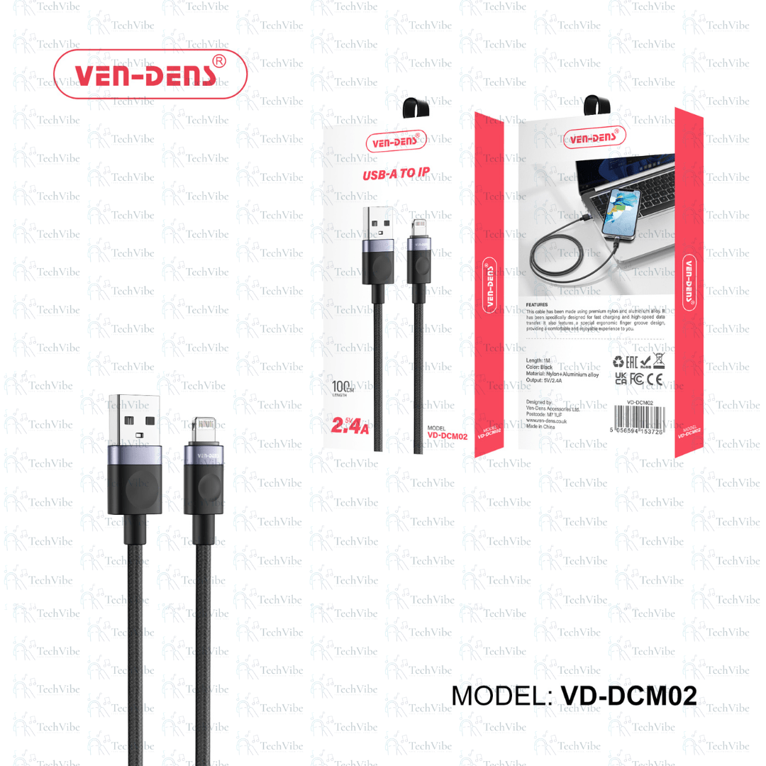 Ven - Dens 2.4A 5V Usb A To Lightning Charging Cable - TechVibe