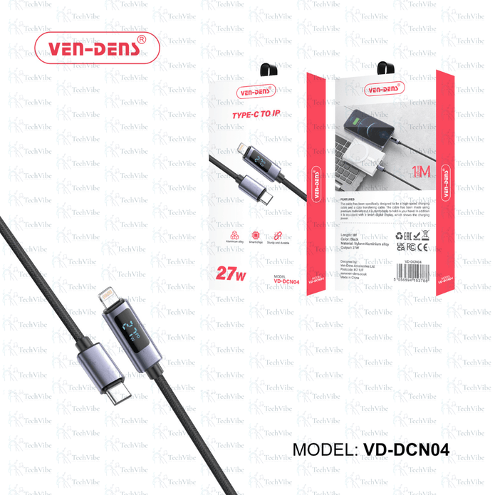 Ven - Dens 27W Usb C To Lightning Charging Cable - TechVibe