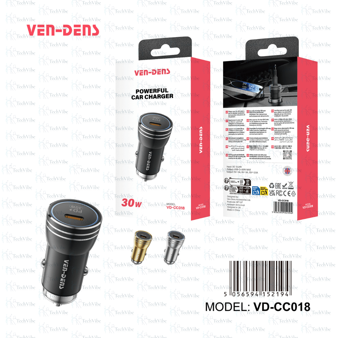 Ven - Dens 30W Dual Port Powerful Car Charger - TechVibe