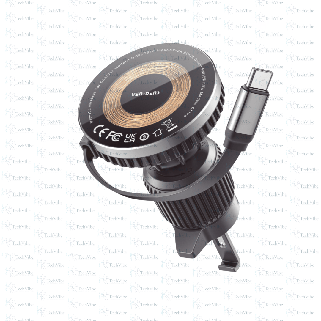 Ven - Dens 360 Rotation Magnetic Function Wireless Car Charger With Type - C Cable - TechVibe