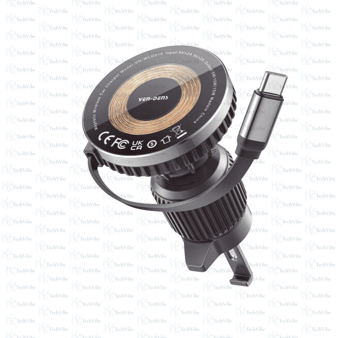 Ven - Dens 360 Rotation Magnetic Function Wireless Car Charger With Type - C Cable - TechVibe