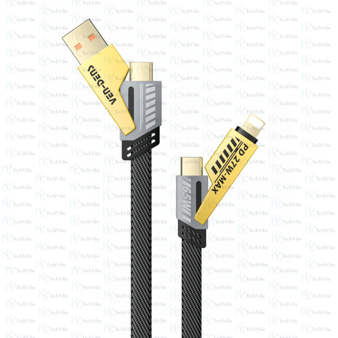 Ven - Dens 4 In 1 Gold Plated Connectors Universal Compatibility 65W Cable - TechVibe