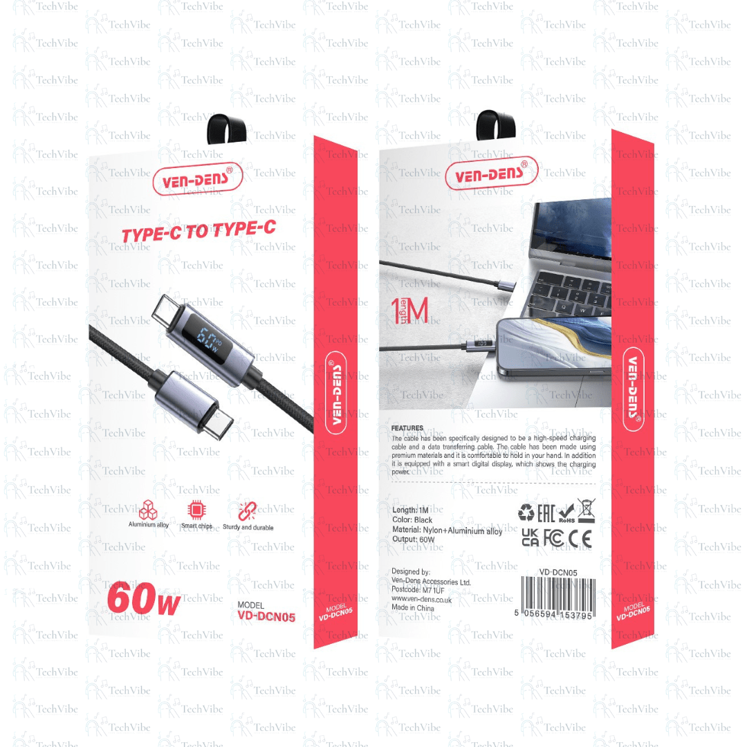 Ven - Dens 60W Cable Usb C To Type C Cable - TechVibe
