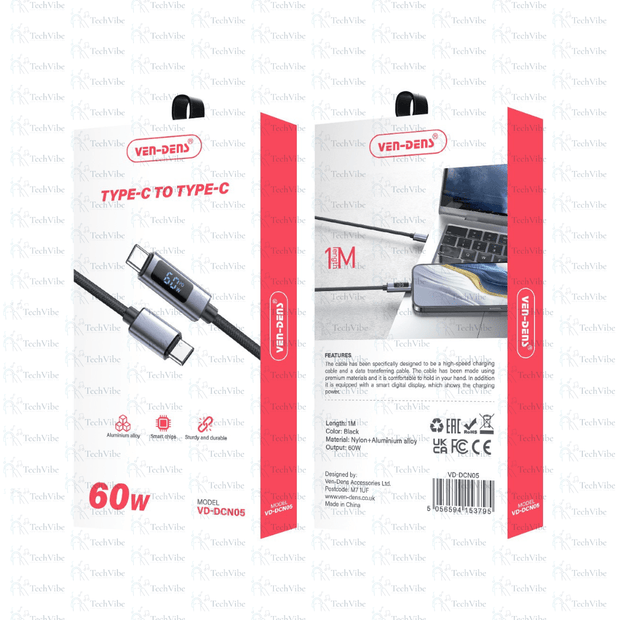 Ven - Dens 60W Cable Usb C To Type C Cable - TechVibe