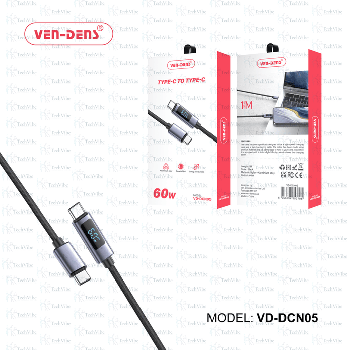 Ven - Dens 60W Cable Usb C To Type C Cable - TechVibe