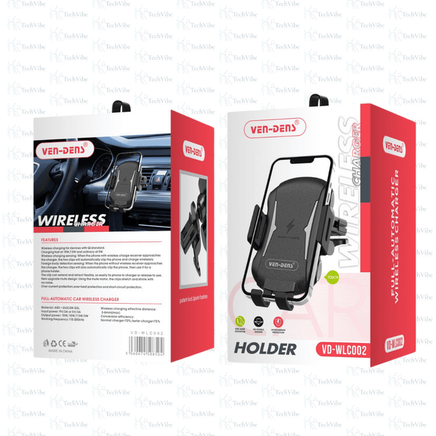 Ven - Dens Car Phone Holder With Wireless Charger - TechVibe