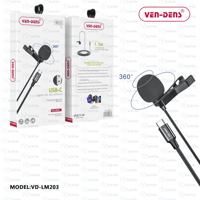 Ven - Dens Lavalier Microphone To Usb - C - TechVibe