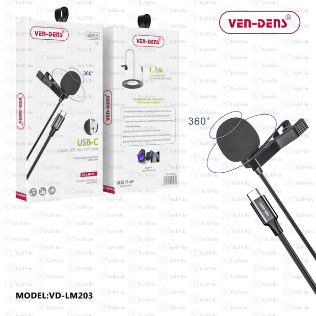 Ven - Dens Lavalier Microphone To Usb - C - TechVibe