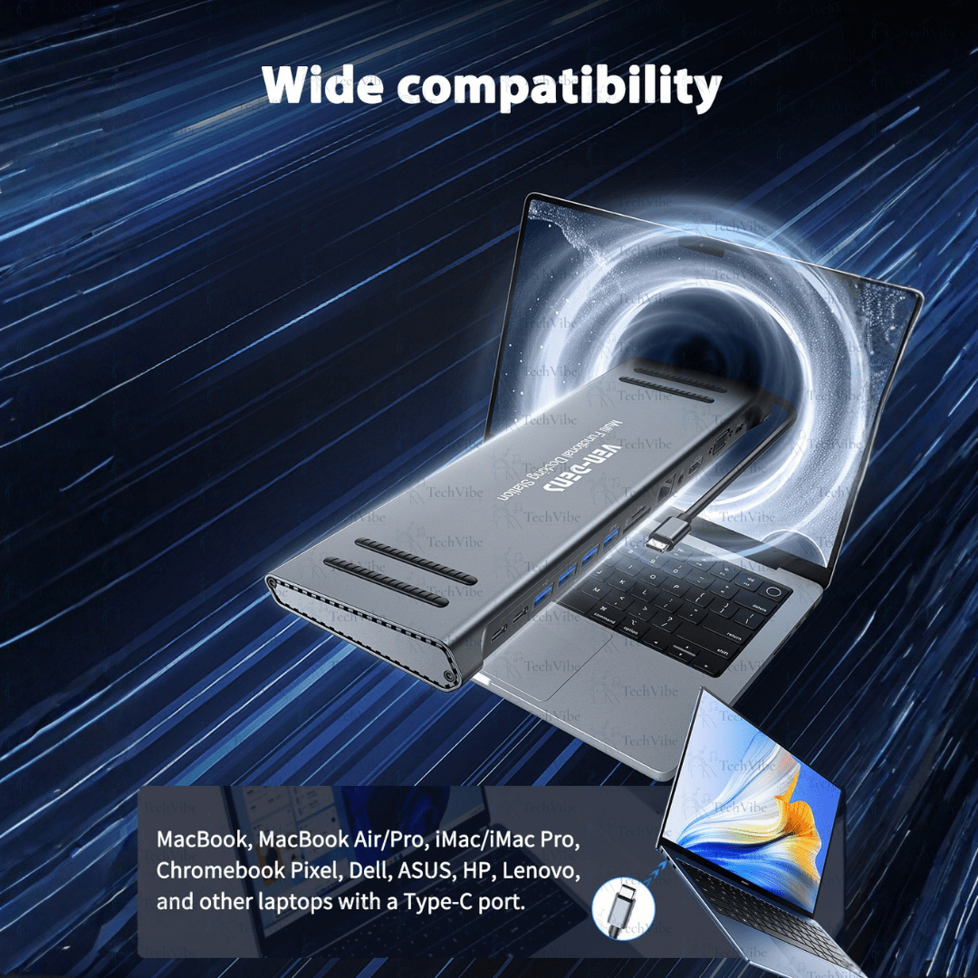 Ven - Dens Notebook Dock 13 In 1 Hub - TechVibe