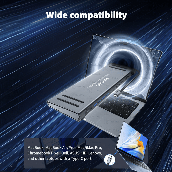 Ven - Dens Notebook Dock 13 In 1 Hub - TechVibe