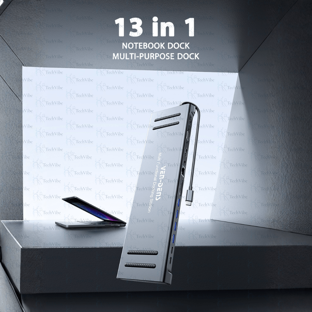 Ven - Dens Notebook Dock 13 In 1 Hub - TechVibe