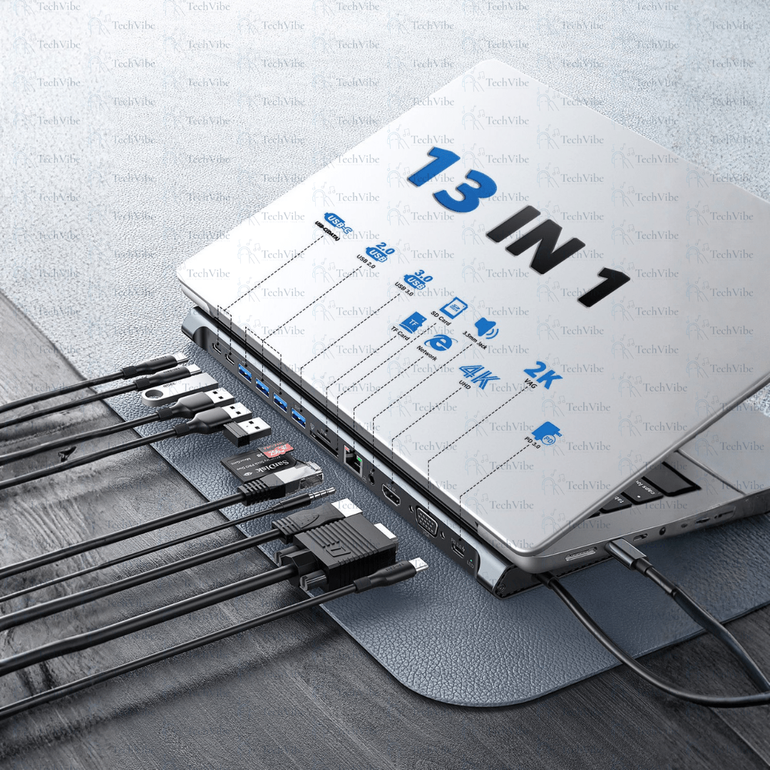 Ven - Dens Notebook Dock 13 In 1 Hub - TechVibe