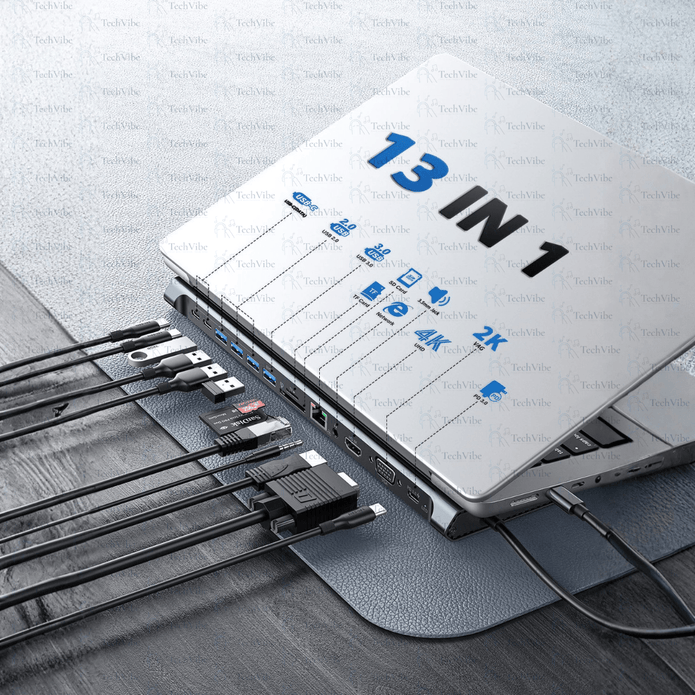 Ven - Dens Notebook Dock 13 In 1 Hub - TechVibe