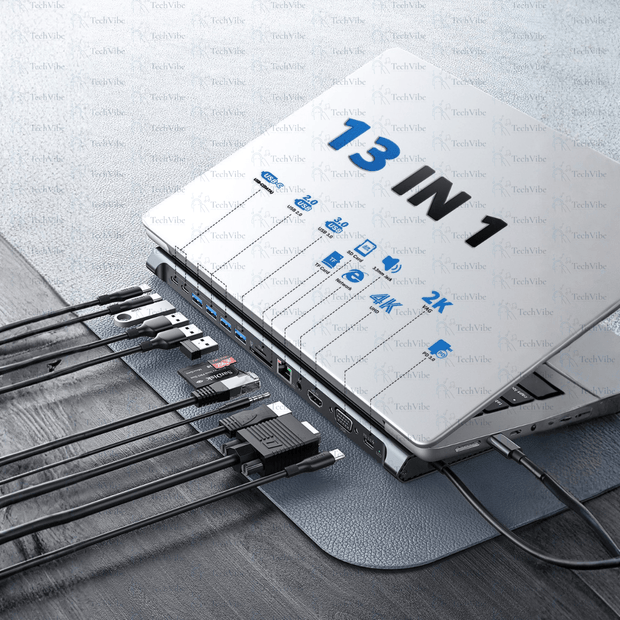 Ven - Dens Notebook Dock 13 In 1 Hub - TechVibe