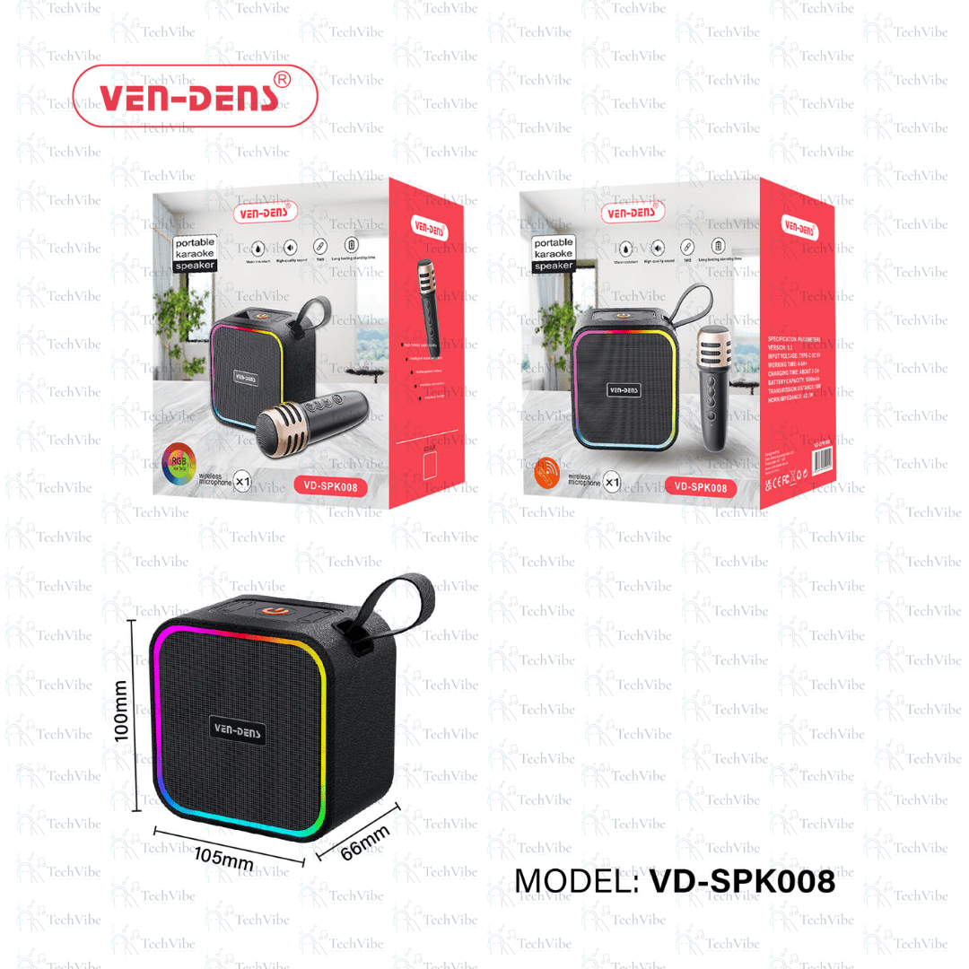 Ven - Dens Portable Karaoke Speaker With 1X Wireless Microphone - TechVibe