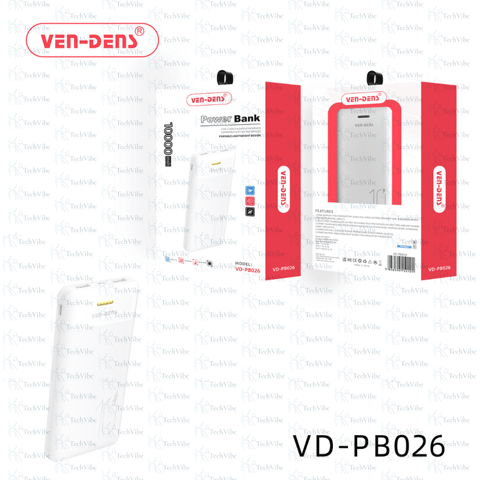 Ven - Dens Power Bank 10000Mah Portable Lightweight Design - TechVibe