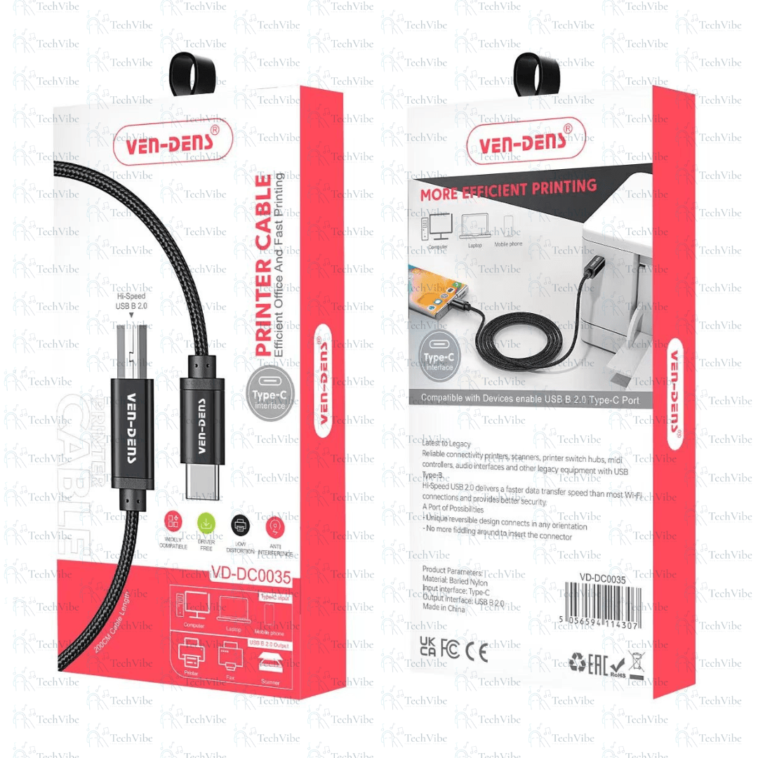 Ven - Dens Printer Cable Black (2 Meter) - TechVibe