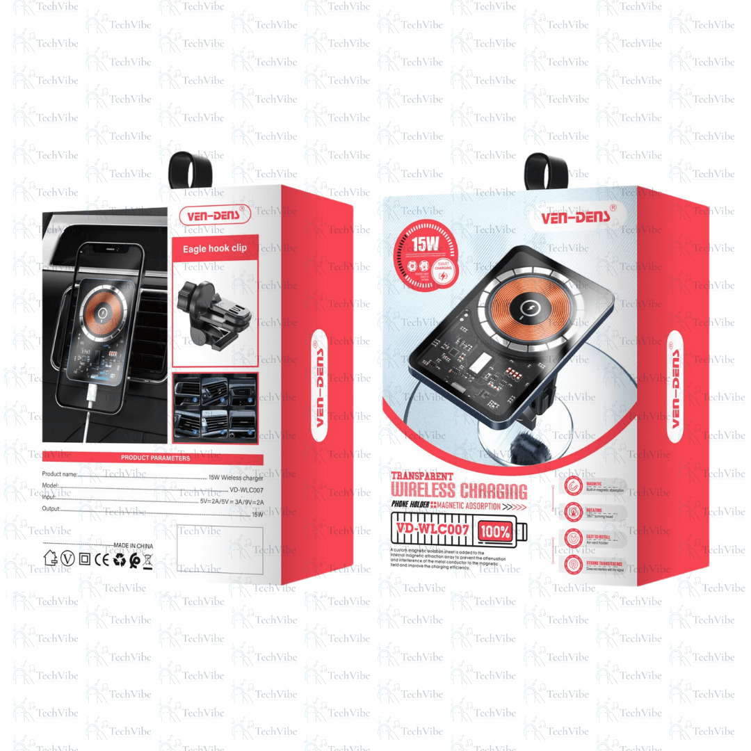 Ven - Dens Transparent Magnetic Car Charger Holder - TechVibe