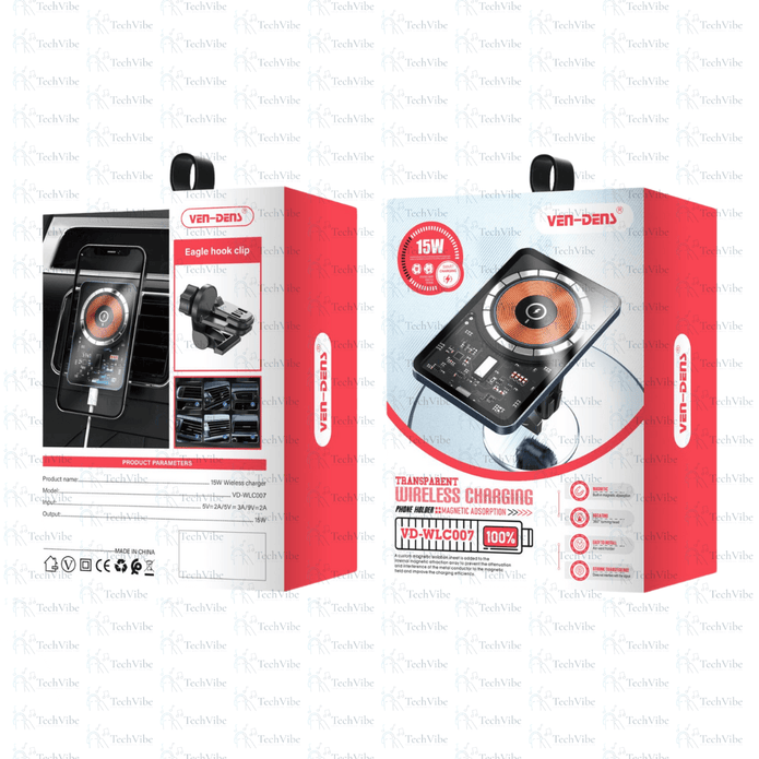 Ven - Dens Transparent Magnetic Car Charger Holder - TechVibe