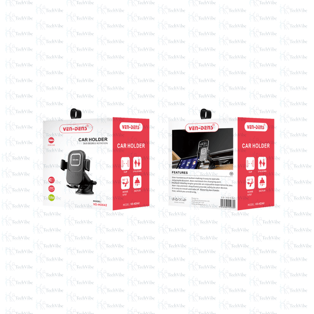 Ven - Dens Universal Compatibility 360 Rotation Car Holder - TechVibe