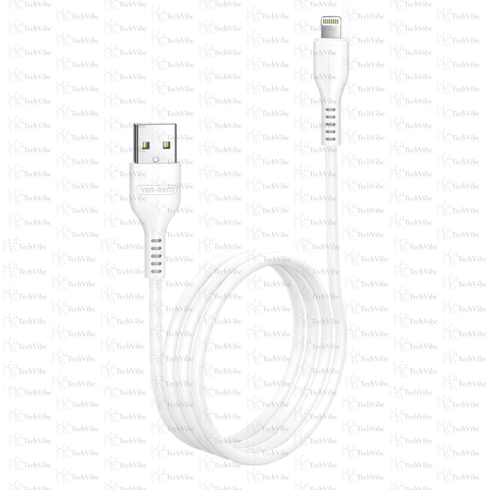 Ven - Dens Usb To Lightning Charging Cable 2.4A White (3 Metre) - TechVibe