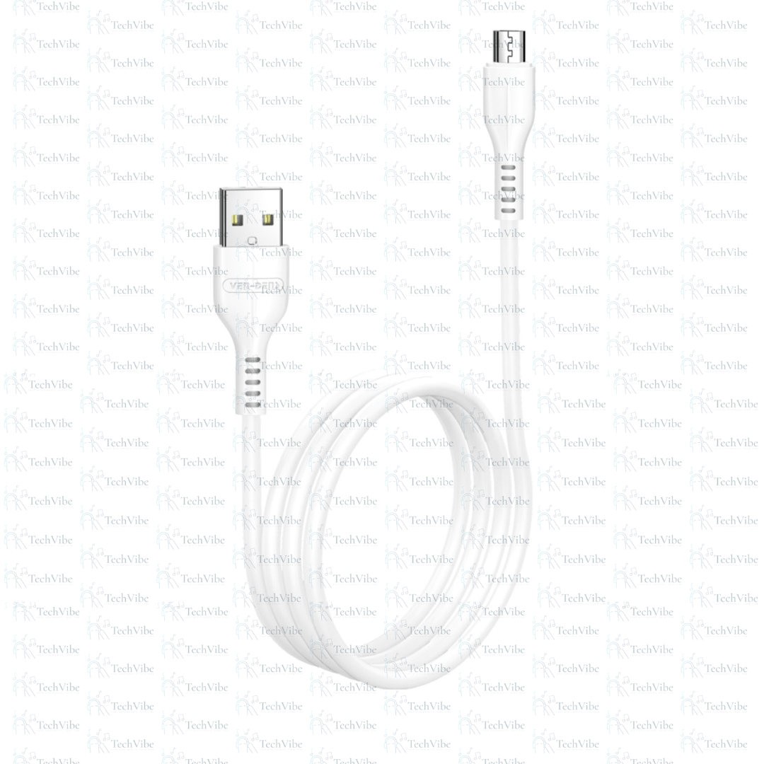 Ven - Dens Usb To Micro Charging Cable 2.4A White (2 Metre) - TechVibe