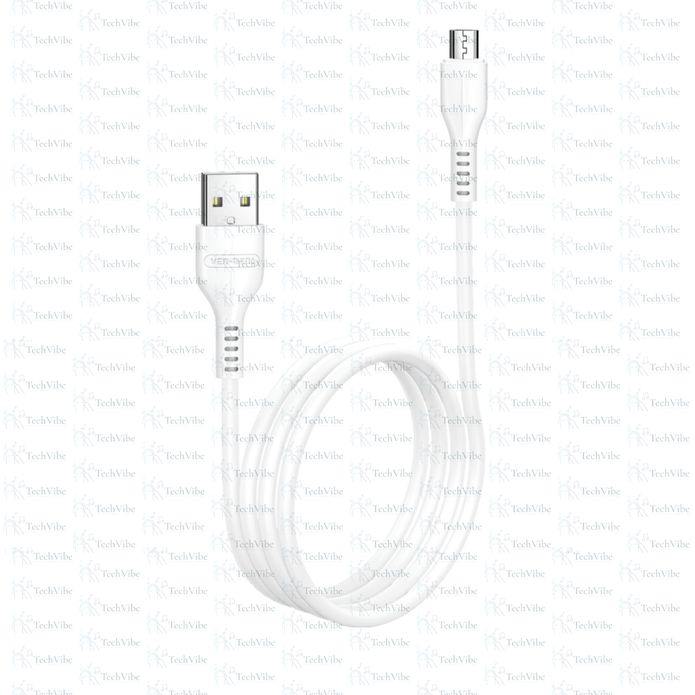 Ven - Dens Usb To Micro Charging Cable 2.4A White (3 Metre) - TechVibe