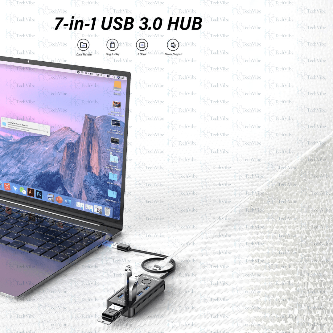 Ven - Dens Usd 3.2 Gen 1 7 - Port 5G Hub - TechVibe