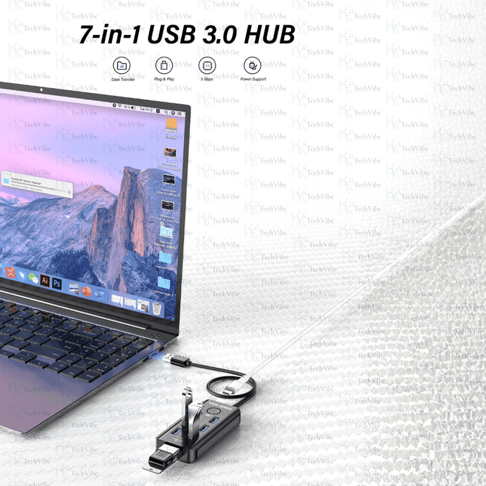 Ven - Dens Usd 3.2 Gen 1 7 - Port 5G Hub - TechVibe
