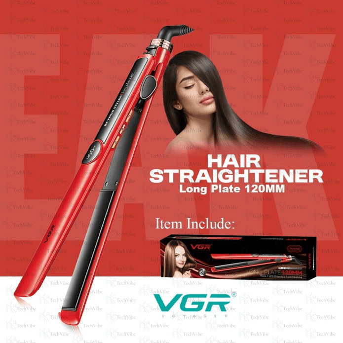 VGR Professional Ceramic Coated Plate Flat Iron Hair Straightener And Curler With Lcd Display - TechVibe