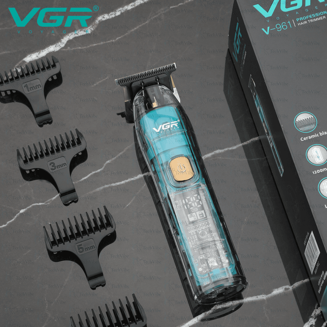 VGR Professional Waterproof Hair Trimmer | Ceramic Blade, Led Display & Usb Rechargeable - TechVibe