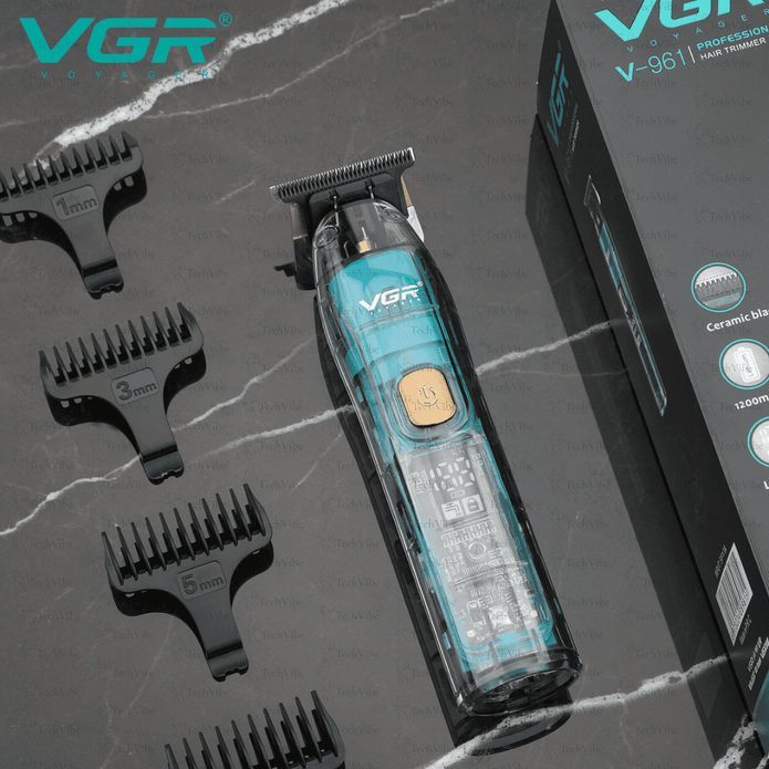 VGR Professional Waterproof Hair Trimmer | Ceramic Blade, Led Display & Usb Rechargeable - TechVibe