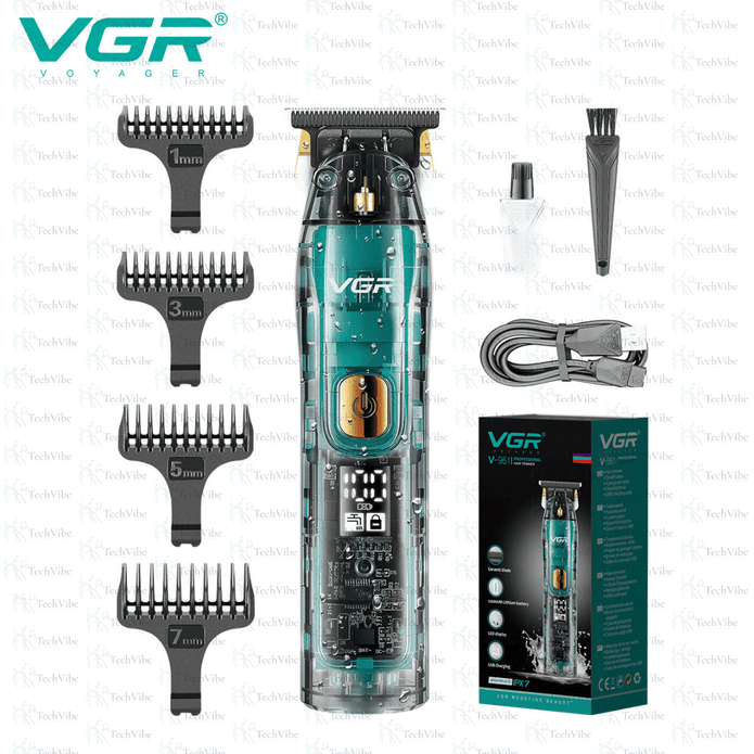 VGR Professional Waterproof Hair Trimmer | Ceramic Blade, Led Display & Usb Rechargeable - TechVibe